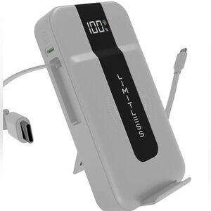 Elite 15,000mAh Power Bank W Wall Plug, Built-In Cables, Wireless Charging